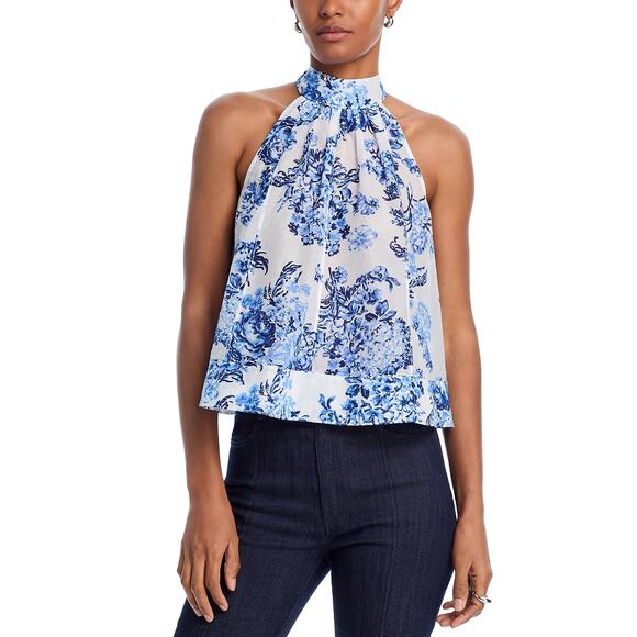 CINQ A SEPT Coastal Bouquet Rashan Sleeveless Cotton & Silk Top - Picture 1 of 10